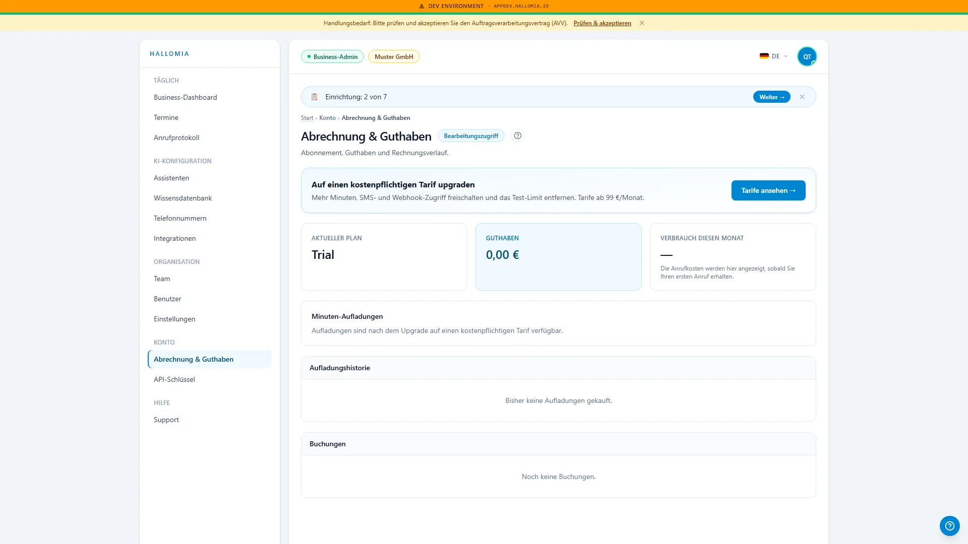 Die Abrechnungsseite mit Tarif, Verbrauch und Rechnungen